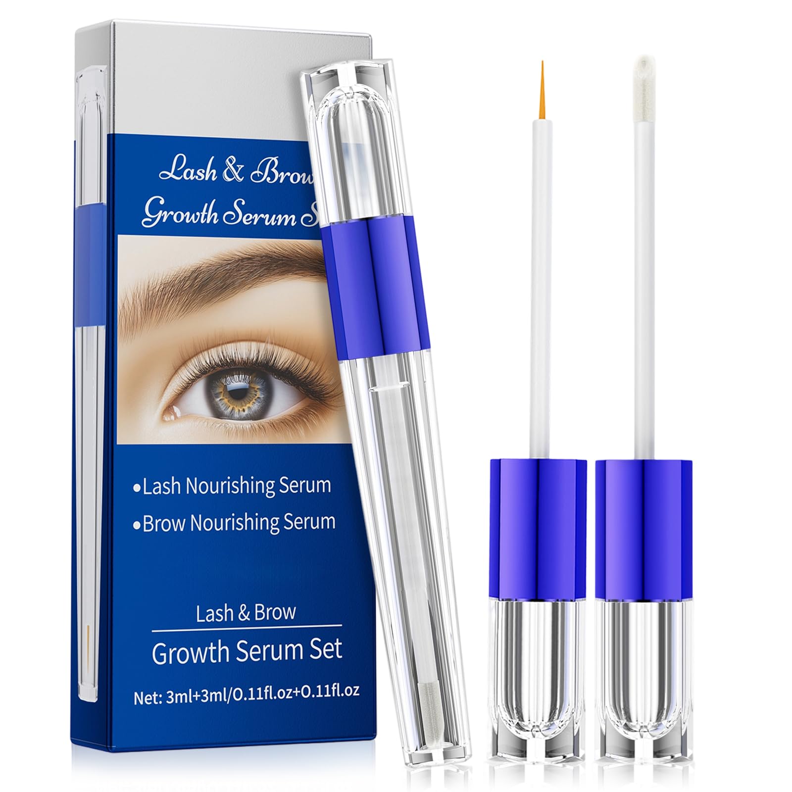 Serum Pestañas y Cejas Crecimiento Set 2 Piezas, Serum Pestañas Crecimiento + Serum Cejas Crecimiento y Densidad, Fortalecedor de Pestañas, Lash Serum para Crece Pestañas Rápido Mujer