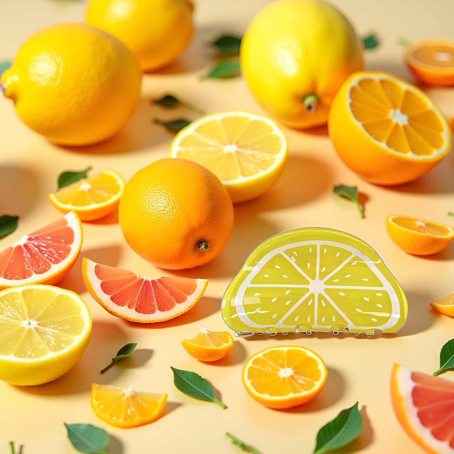 Orange Shape Lemon Gripping Clip Fruit Print Hair Claws Non Slip Hair Claws Clips Cute Vivid Color Women Girls Hair Accessories Clips and Barrettes Decoration,Hair Care 3" Medium - Image 4