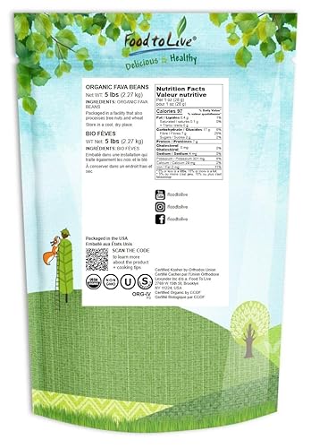 Miniatura 9 de Habas orgánicas de Fava, 20 libras - Habas anchas, sin OMG, Kosher, crudas, germinables, secas Vicia Faba, semillas a granel, Sirtfood, producto de