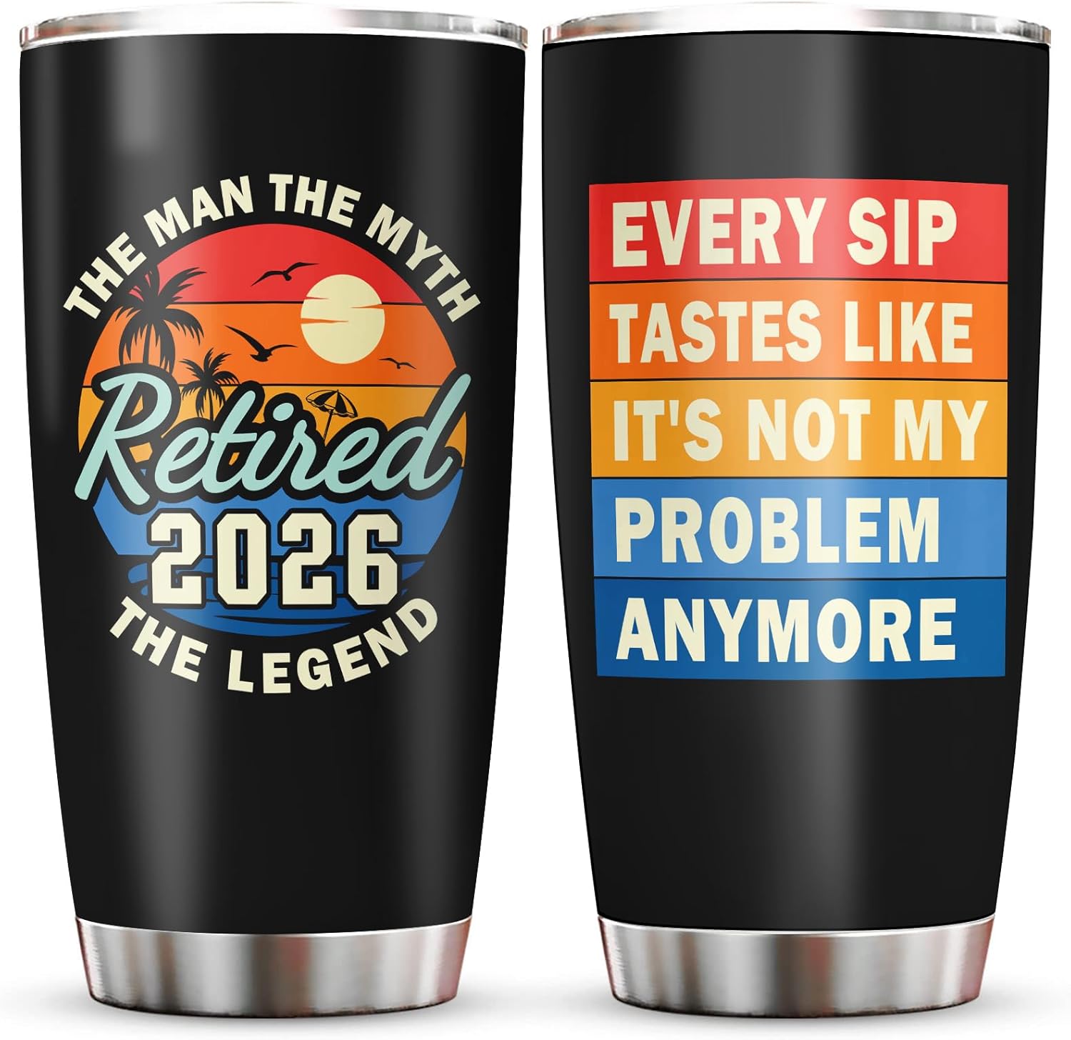 Retirement Gifts for Men 2026 Tumbler 20oz, Retired/Going Away/Leaving Gifts for Men/Dad/Coworker/Teacher, Happy Retirement Party Decorations Black Cup