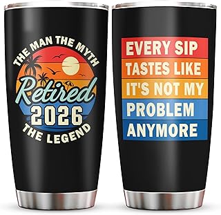 Retirement Gifts for Men 2026 Tumbler 20oz, Retired/Going Away/Leaving Gifts for Men/Dad/Coworker/Teacher, Happy Retirement Party Decorations Black Cup
