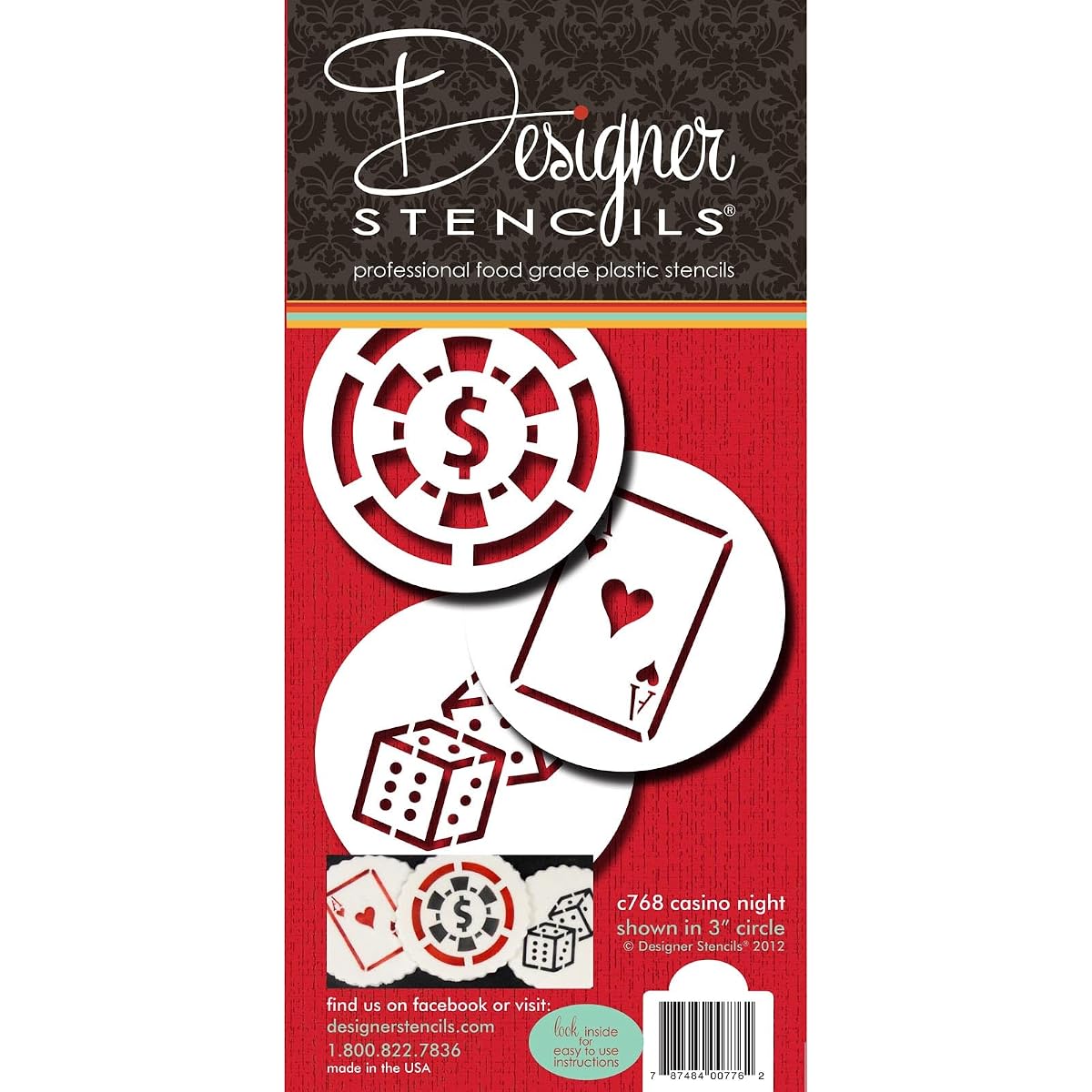 Designer Stencils C768 Casino Night Cookie Stencil Set, (Dice, Cards, Poker