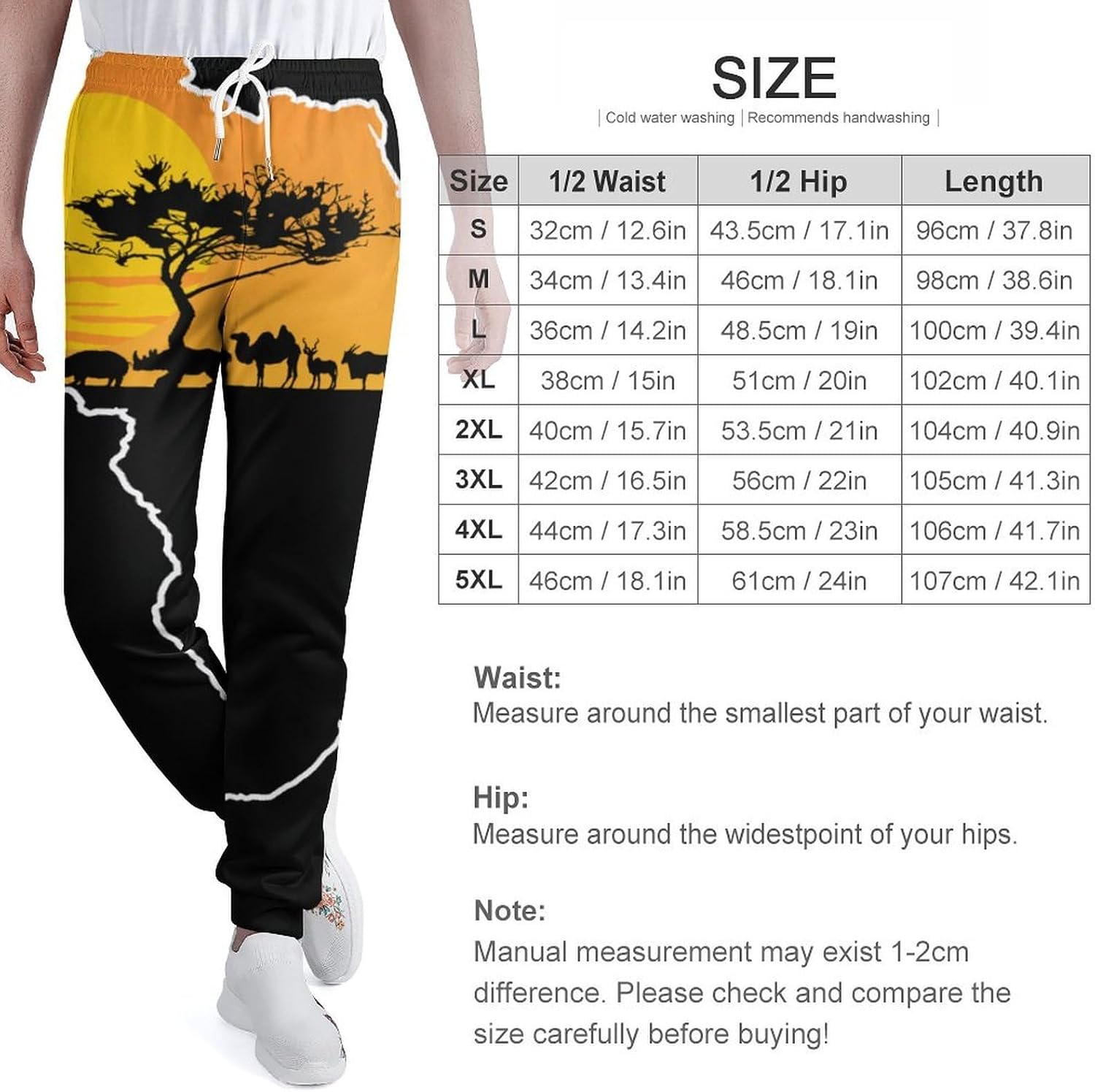 African Map with Wild Animals Men's Sweatpants Novelty Jogging Pants Sports Running Bottoms Trousers Women