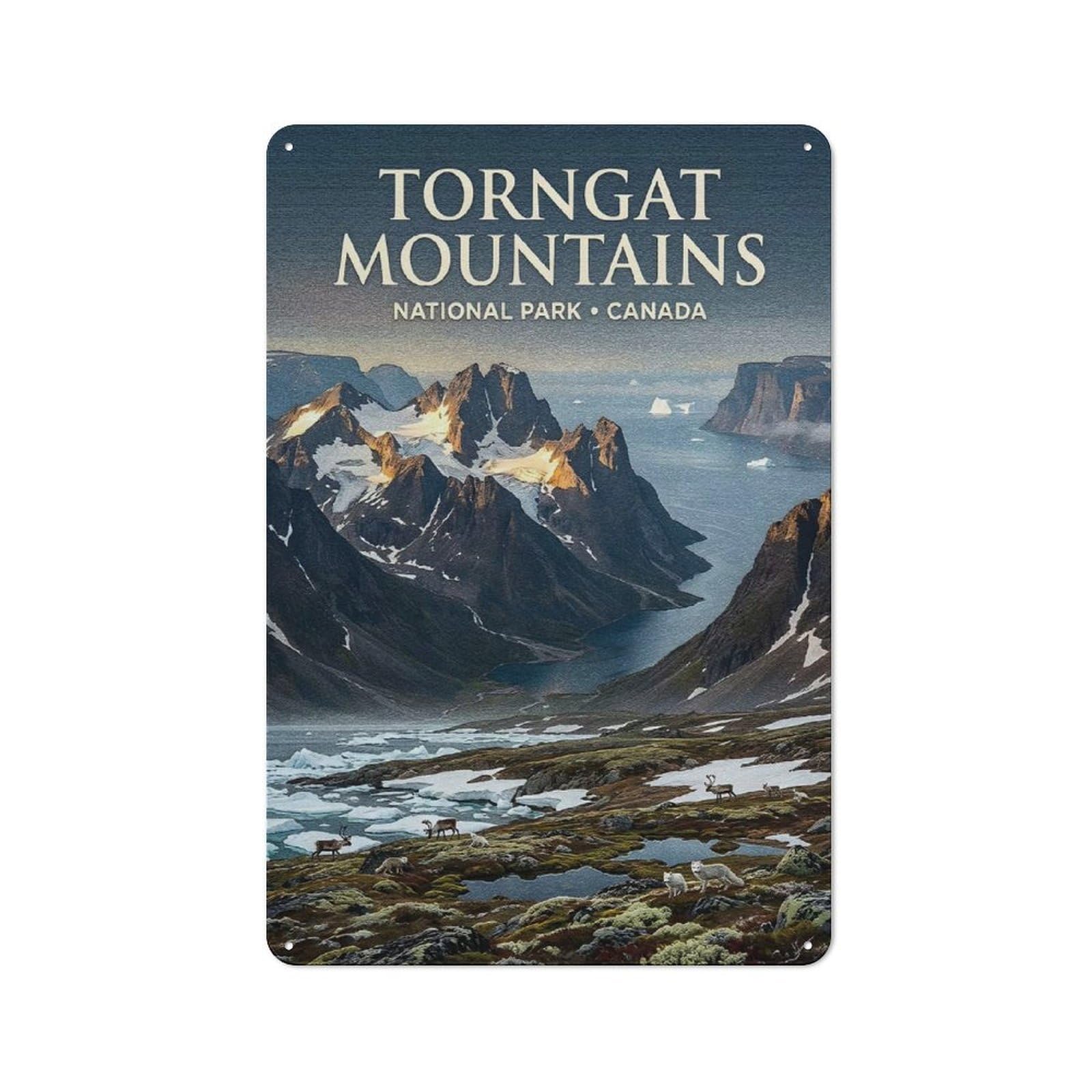 Junmoney Style-14 Metal Plaque 30X20cm With Torngat Mountains National Park, Canada For Pub Or Café, Vintage Decor, For Metal Sign Collectors, For Vintage Wall Decor Fans