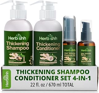 Herbishh Thickening Shampoo and Conditioner | Hair Vitalizer | Hair Growth Essence Oil | Prevents Hair Loss - Supports Healthy Growth (4in1)
