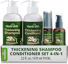 Herbishh Thickening Shampoo and Conditioner | Hair Vitalizer | Hair Growth Essence Oil | Prevents Hair Loss - Supports Healthy Growth (4in1)
