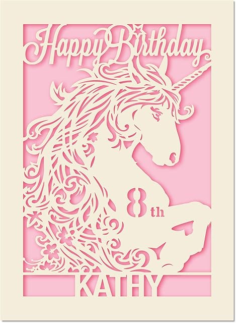 Personalised Birthday Card for Her Unicorn Birthday Card for Girl Daughter Granddaughter Friend 1st 7th 13th 16th 18th 21st 30th 50th 70th Birthday Card with Envelope (Pink)