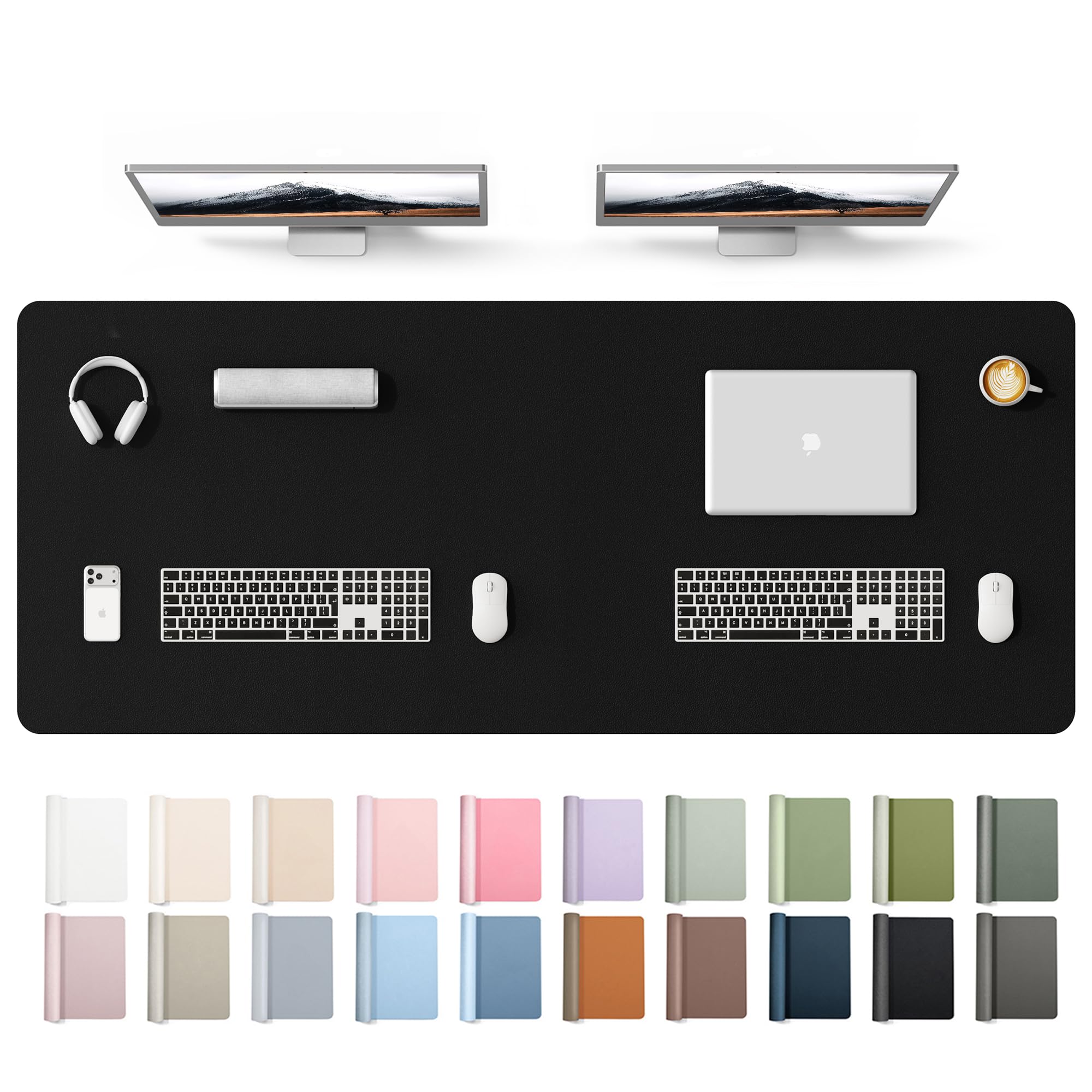 YSAGi Leather Desk Protector, Office Mat, Large Mouse Mat, Non-Slip PU Leather Blotter, Laptop Desk Mat, Waterproof Writing Pad for Office and Home(Black, 63" x 24") Black 63" x 24"