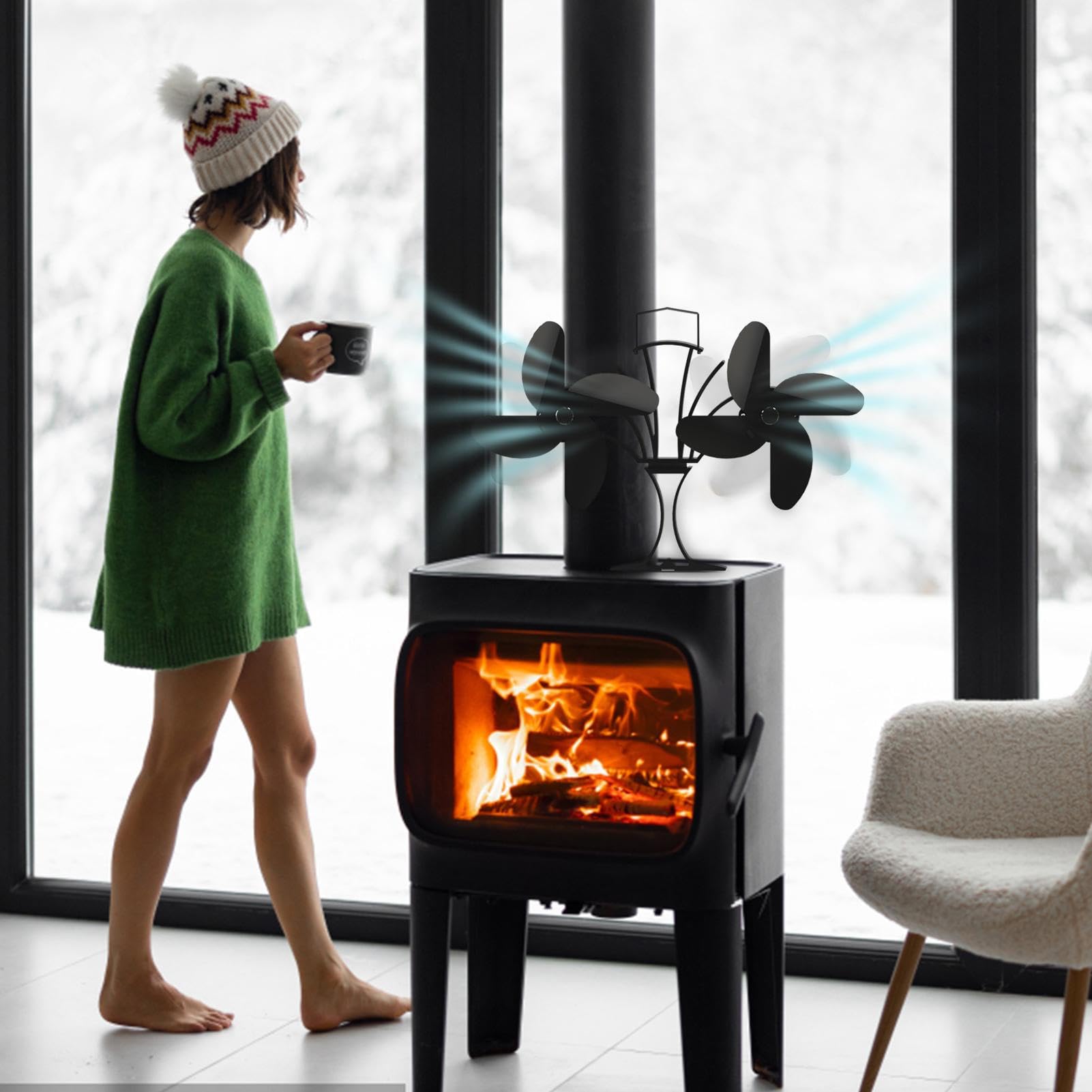 Ventilatore Per Stufa A Legna - Ventilatore Ecologico Silenzioso | Alimentato A Calore, Ventilatori Per Non Elettrici Per La Casa | Ventilatores Per Circolatore Di Riscaldamento Con Bruciatore