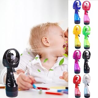 Pacoco Handheld Misting Fan, Portable Handheld Misting Personal Fan Battery Operated Mist Spray Fans for Hot Weather Traveling Out Use - Black