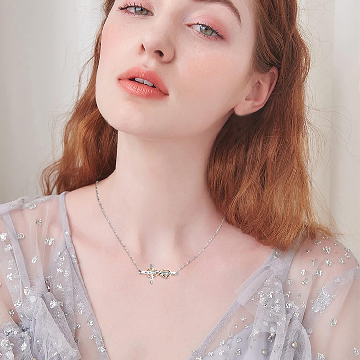 MEDWISE Infinity Cross Necklace 925 Sterling Silver Cross Necklace Faith Hope Pendant Jewelry Gifts for Women Wife Girls - Image 6