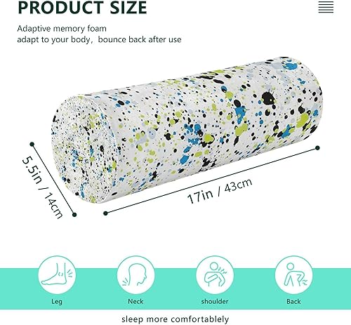 Miniatura 2 de JUNZAN Colorful Splashes Bolster Pillow Spa Small Neck Roll Pillow Round Pillow Foam for Car Neck Support Pillow Neck Cushion