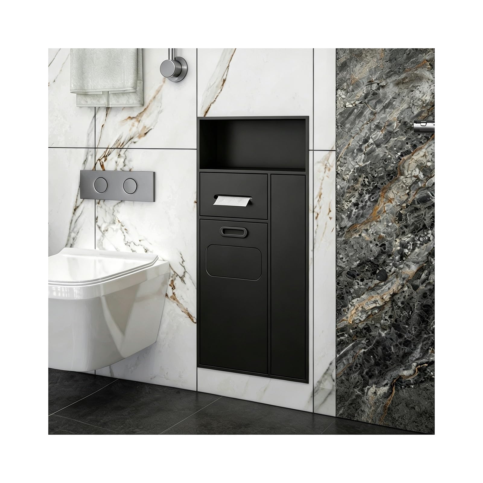 Recessed Toilet Niche for Indoor, Concealed Niche Trash Can for Bathroom