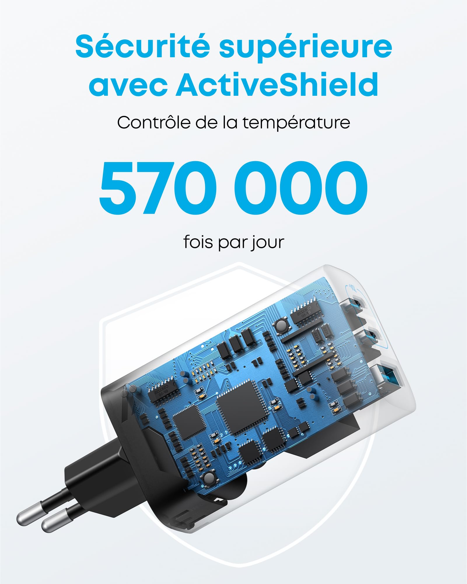 Anker 335 Chargeur USB C 67 W, Bloc d'alimentation Haute Performance avec PIQ 3.0, Chargeur Rapide 3 Ports, PD pour iPhone 16/15/14, MacBook Pro, iPad, Galaxy, Pixel et Autres (câble USB C)