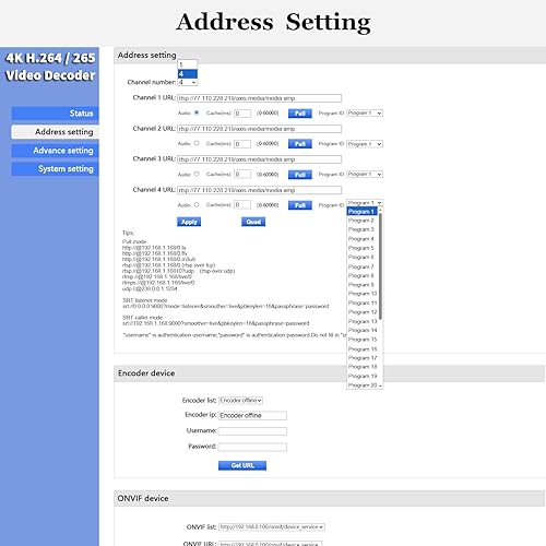 Miniatura 6 de URayCoder H.265 H.264 SDI HDMI VGA CVBS Decodificador de transmisión de vídeo IP HD IPTV Decodificador para decodificar cámara IP Stream RTMP M3U8