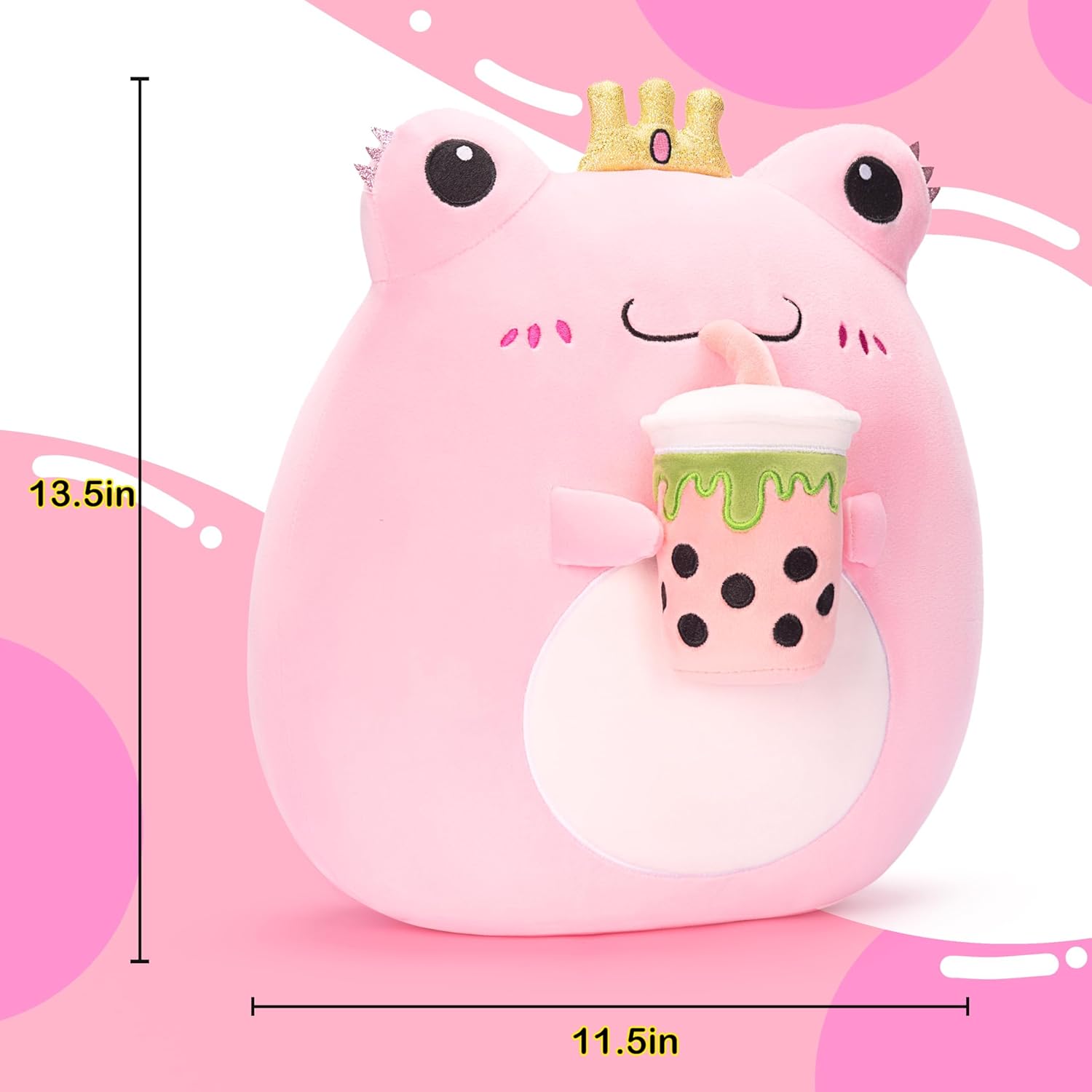 Original 13.5-inch Large Frog Plush Pillow Stuffed Animal Toy,Big Size Cuddle Huggable Cute Soft Toys Fat Kawaii Pillows Plushie,Gift for Kids Girls - Image 5