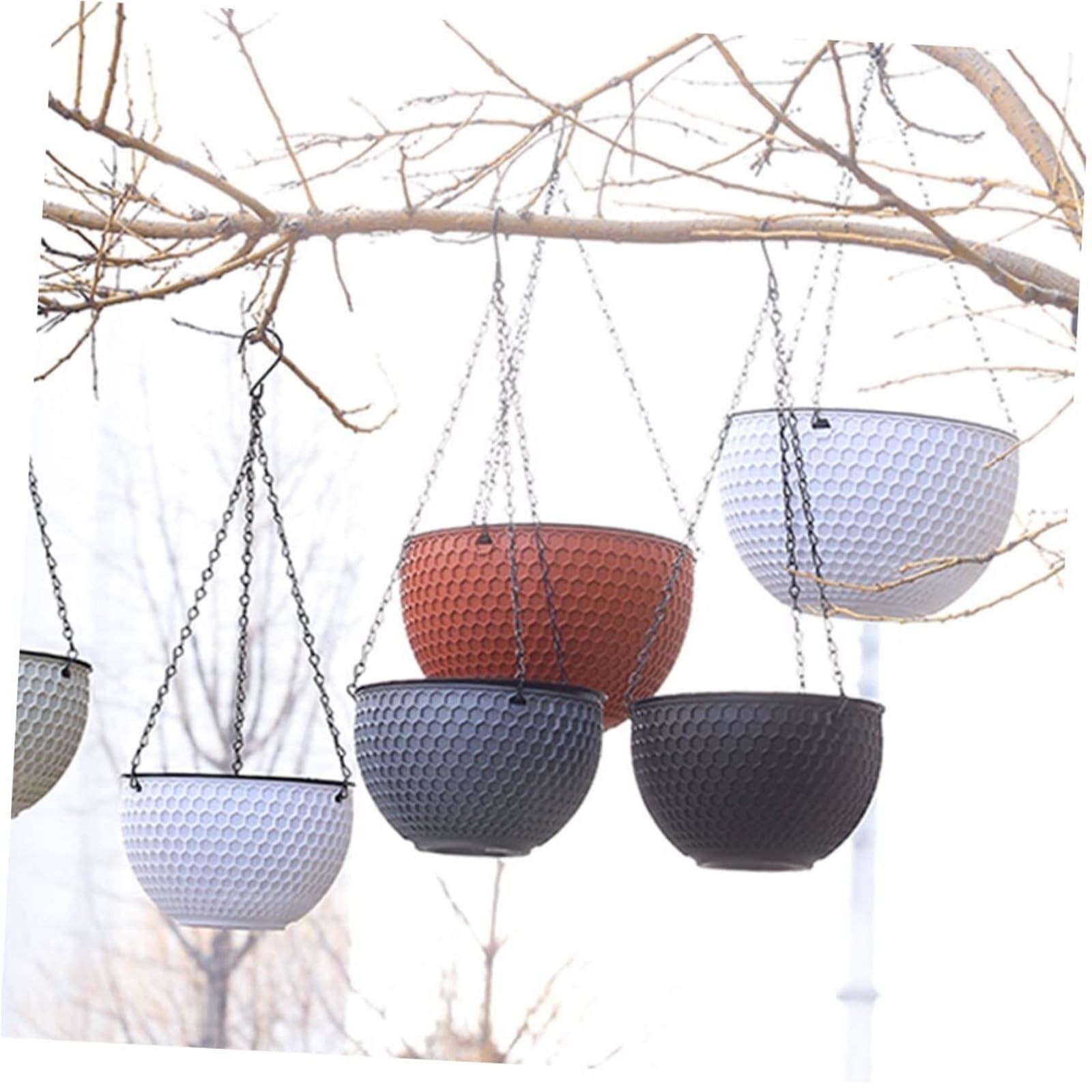 Doniczka Vintage Doniczka Średnie doniczki na balkon, doniczki ogrodowe do użytku na zewnątrz, biały pleciony design wystrój ogrodu