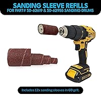 Vista 3 de LINE10 Tools Paquete de 12 mangas de lijado de husillo, 2 pulgadas de largo, gruesas, grano 60