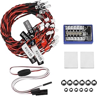 HERCHR 12 LED Lighting System Kit Steering Brake Smart Simulation Flash Lights forTAMIYA/HSP CC01 1/10 1/8 RC Car