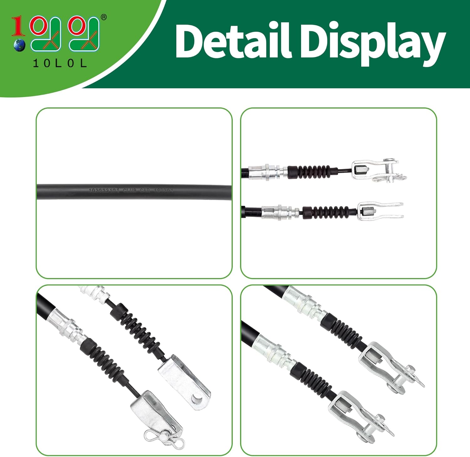 Brake Cables Set Compatible with Club Car DS 1981-1999 Gas & Electric Golf Cart, Replace OEM 1011125 1011403 1016761-01 101676101
