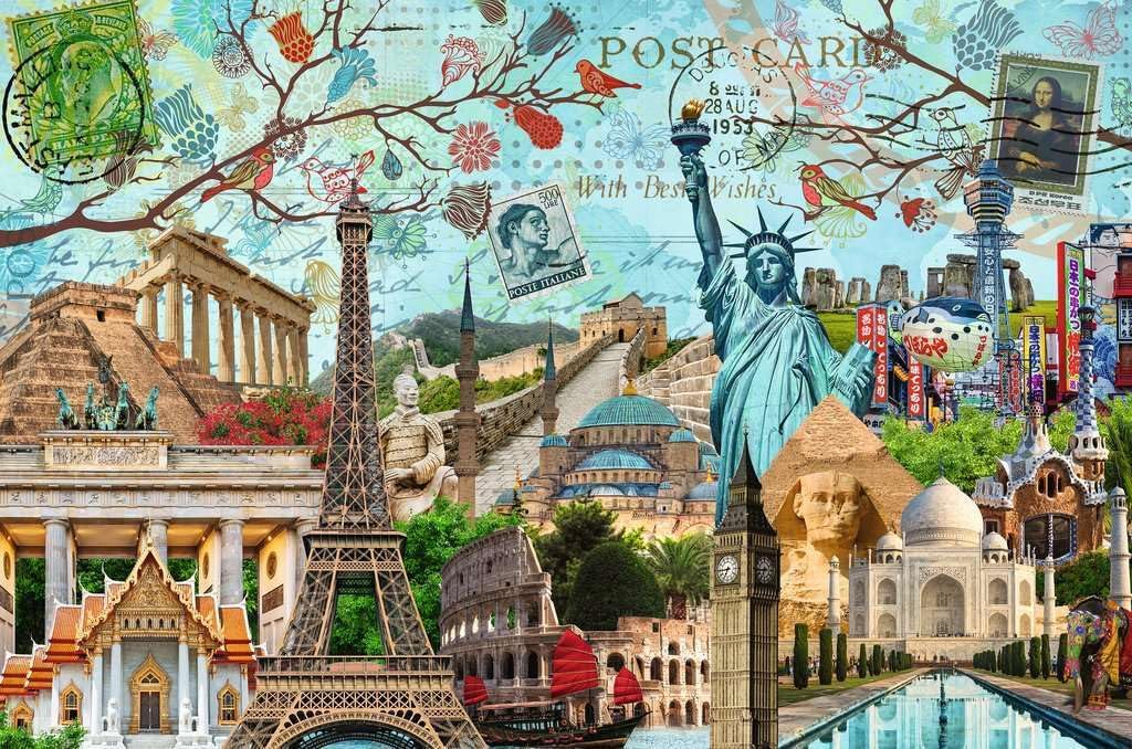 Ravensburger - Big City Collage - 5000 Piece Jigsaw Puzzle - Stunning Vivid Colors - The Globes Biggest Cities - Postcard Rendition - Frameable - Premium Quality - Puzzles for Adults