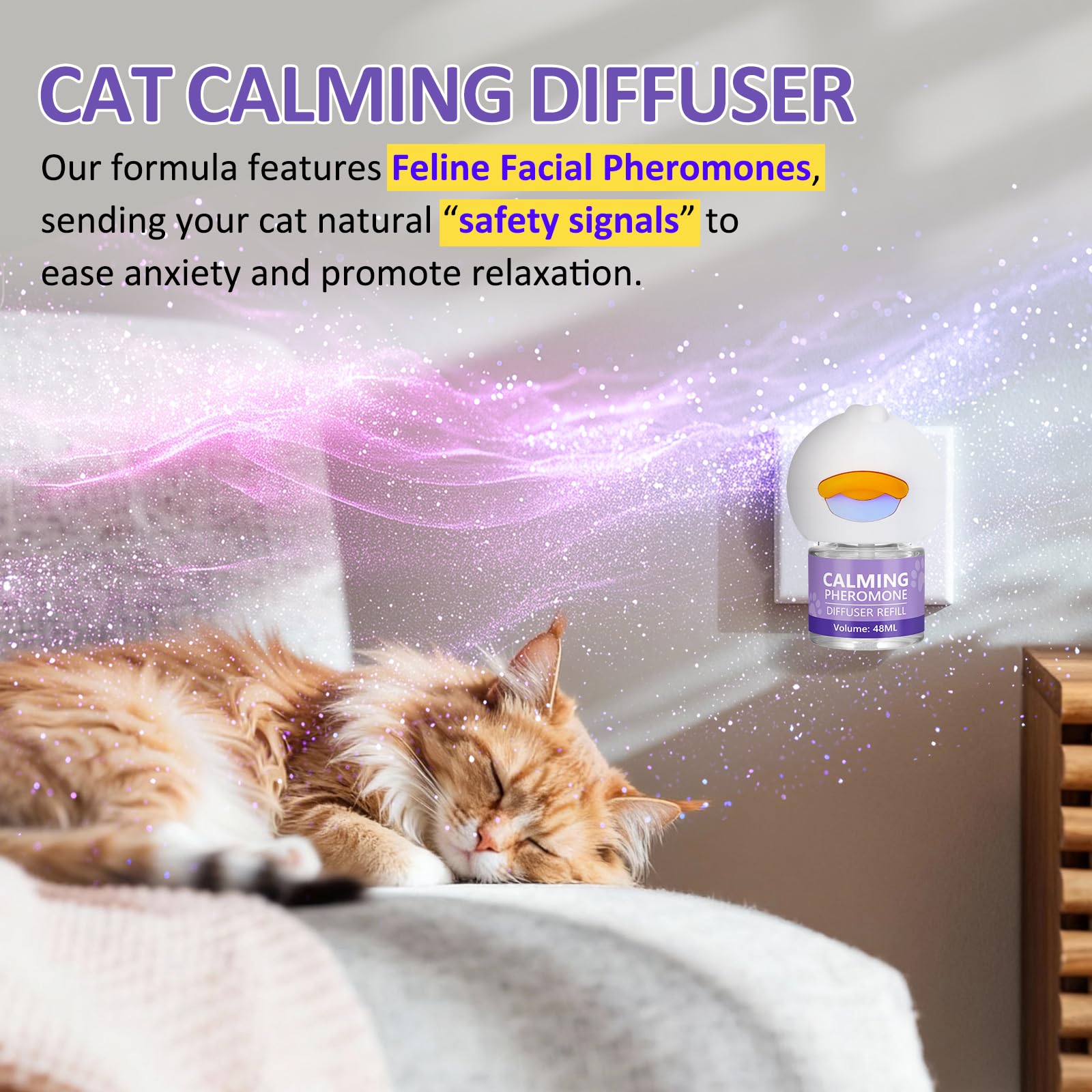OcePor Cat Calming Diffuser 1 Refill Solutions, 1 Plugs- Cat Pheromones Calming Diffuser Refill, Pheromone Diffuser to Calm Cats, Cat Anxiety Relief - image 3