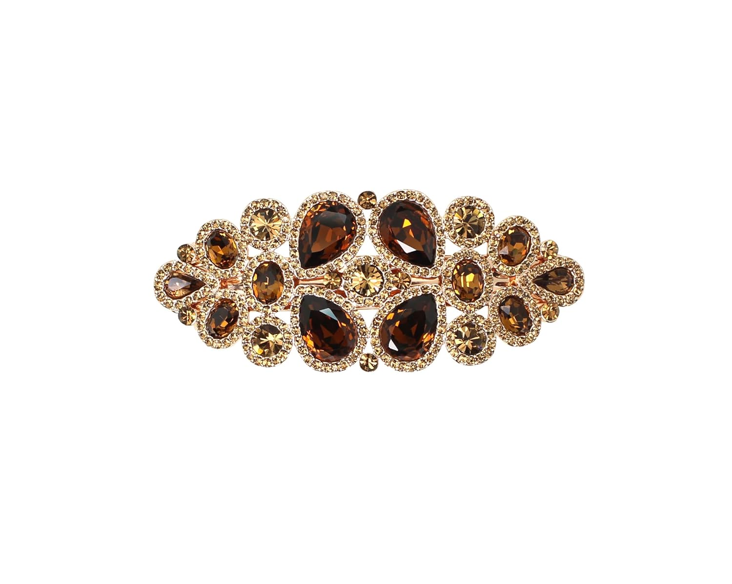 Faship Gorgeous Black Rhinestone Crystal Floral Hair Barrette Clip