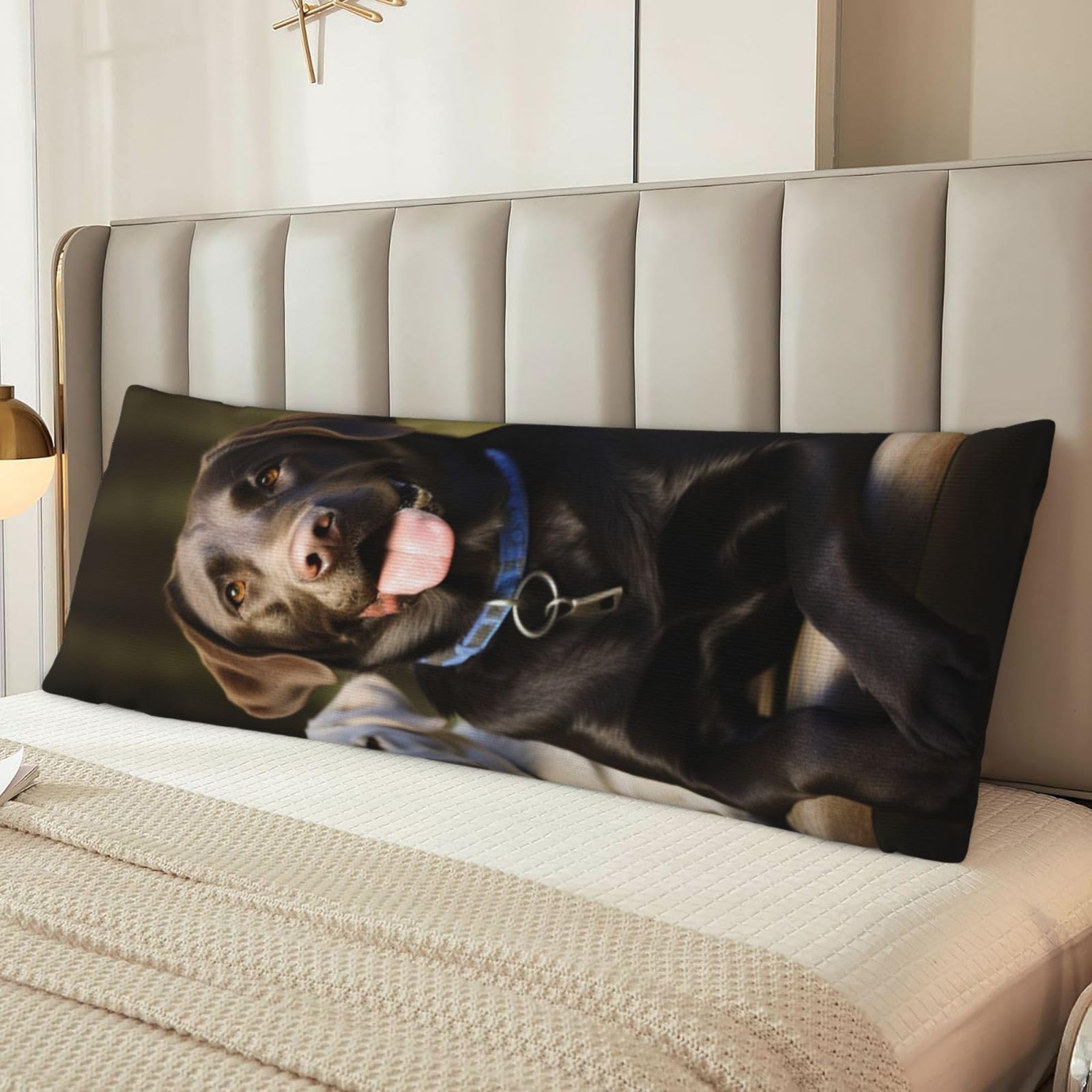 Fodpand Women's Black Labrador Body Pillow Cover 20X54 Inches Soft Microfiber Long Pillow Case For Sleeping & Side Sleepers Comfy Breathable Decorative Body Pillowcase Gifts For Men