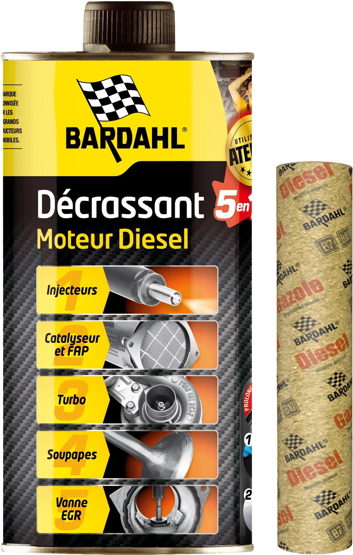 Bardahl Décrassant moteur diesel 5 en 1 puissant pour camionniers professionnelles entretien automobile 1L bidon
