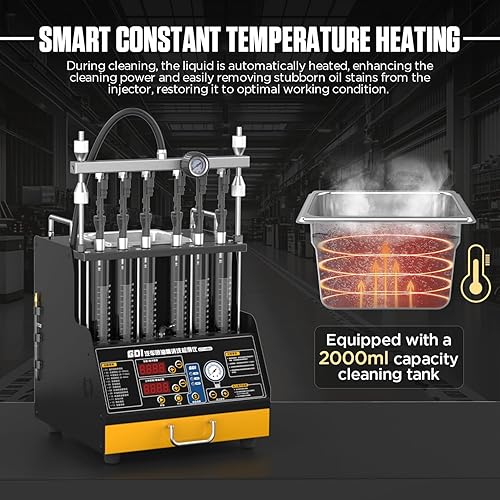 Miniatura 14 de Máquina limpiadora y probadora de inyector de combustible, probador de limpieza de inyección de sistema de combustible de 6 cilindros con adaptador