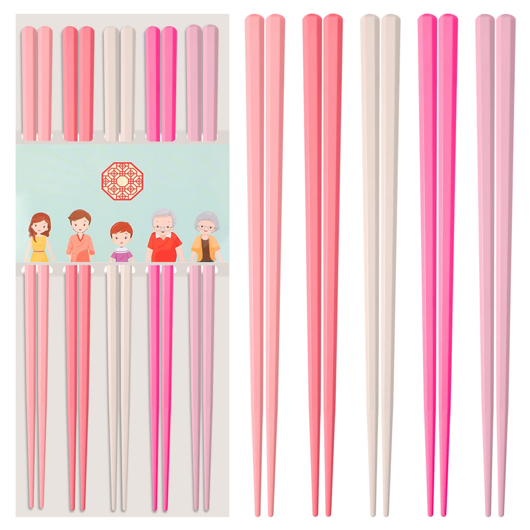 5 Pairs Pink Fiberglass Chopsticks, Non-Slip Reusable — Amazon image 25