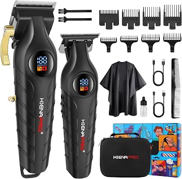 HIENA PRO Professional Hair Clipper Set & Trimmer Kit for Men, Rechargeable Cordless Barber Clippers for Hair Cutting, Haircut Clippers for Men