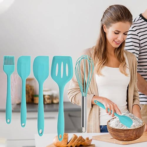 Espátulas Silicona Resistente al Calor - Juego de Utensilios de Cocina - Herramientas de Cocina, Batidor, Cepillo. Regalo Para Mujer y Hombre