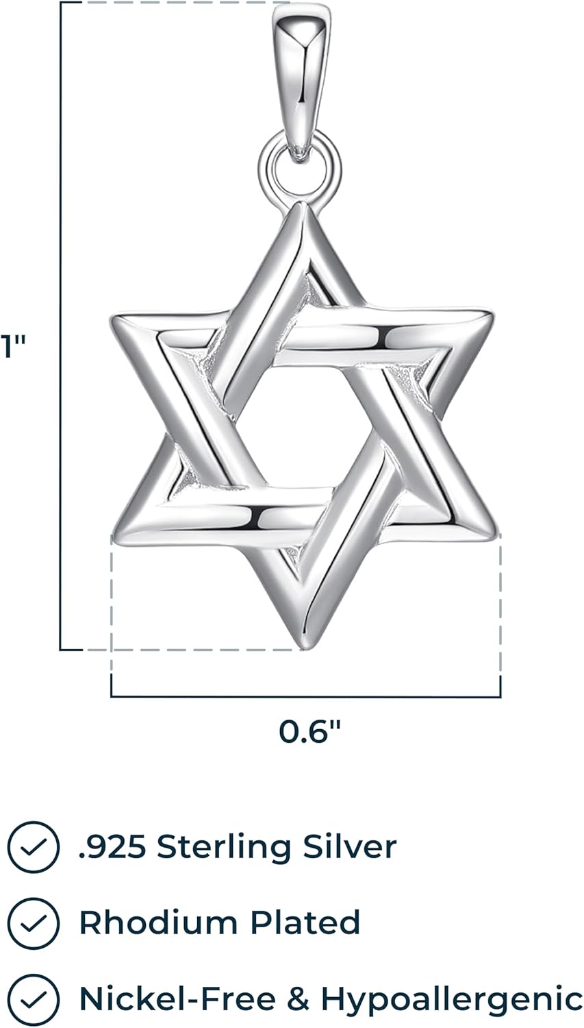 MORGAN & PAIGE .925 Sterling Silver Rhodium or 18K Yellow Gold Plated Star of David Necklaces for Women - Lightweight Star Pendant Sterling Silver Necklace for Women, Dainty Jewish Gifts 18" Chain - Image 3