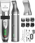 oneisall Dog Clippers and Paw Trimmer Kit for Small Large Dogs Cats | Low Noise,Powerful Motor,Cordless & Long Battery Life,Simple for Beginners,6 Guide Combs,Removable & Rinsable Blade