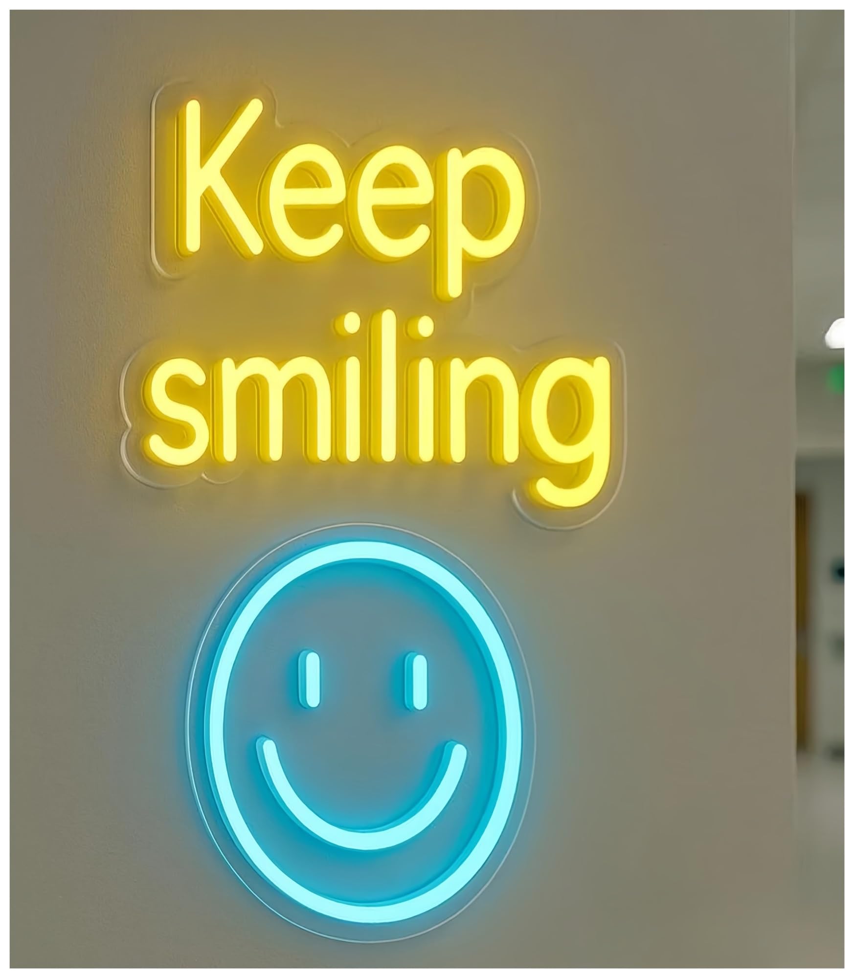SHOUXI Sign Lamp Keep Smiling Neon Sign Billboards Dentist Office Luminous Decoration Dimmable for Dental Clinic Cosmetic Agency Decor(A)