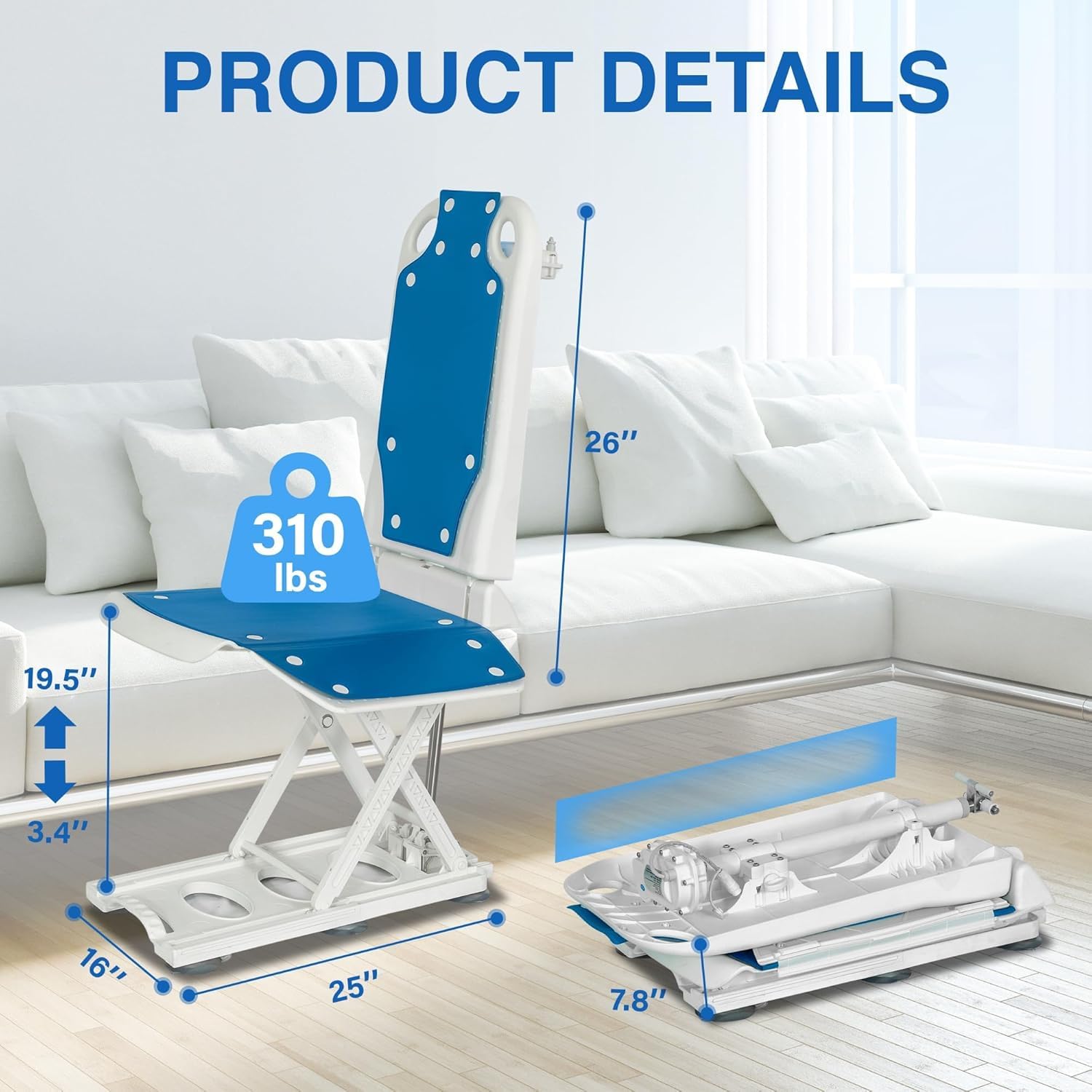Phoenix Premium Power Chair Lift Floor Lift. Push Button Assist Helps Users up from The Floor and to Stand Up Again. 310 lbs. Designed, Stocked, Serviced in The USA