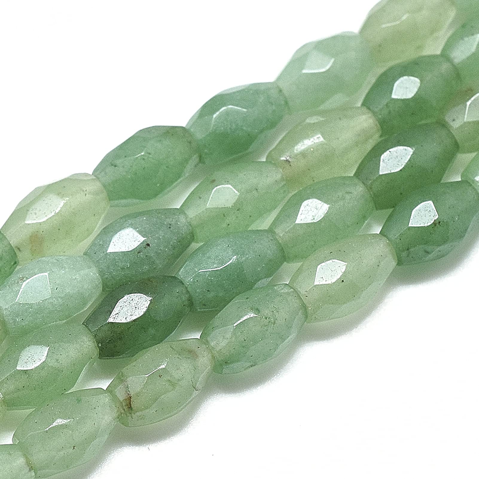 FASHEWELRYFashewelry 20pcs Natural Green Aventurine Gemstone Beads 9x6mm Faceted Oval Healing Crystal Loose Stone Beads for Jewelry Necklace Bracelet Earring Craft, 8.07 Inch