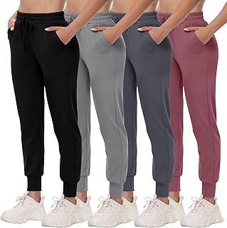 4 Pack Joggers for Women - Sweatpants with Pockets Lightweight Comfy Yog...