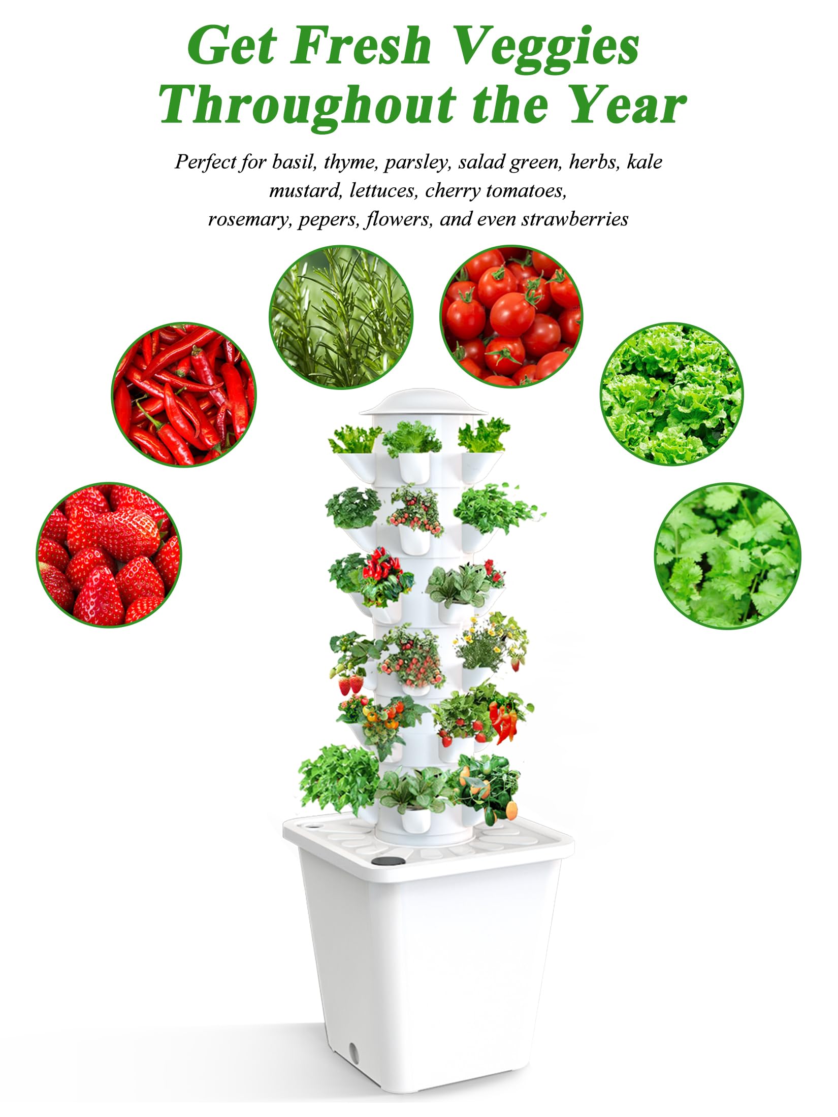 Système de culture hydroponique, pot vertical pour jardin intérieur, kit de germination hydroponique 30 plantes pour les amateurs de jardinage
