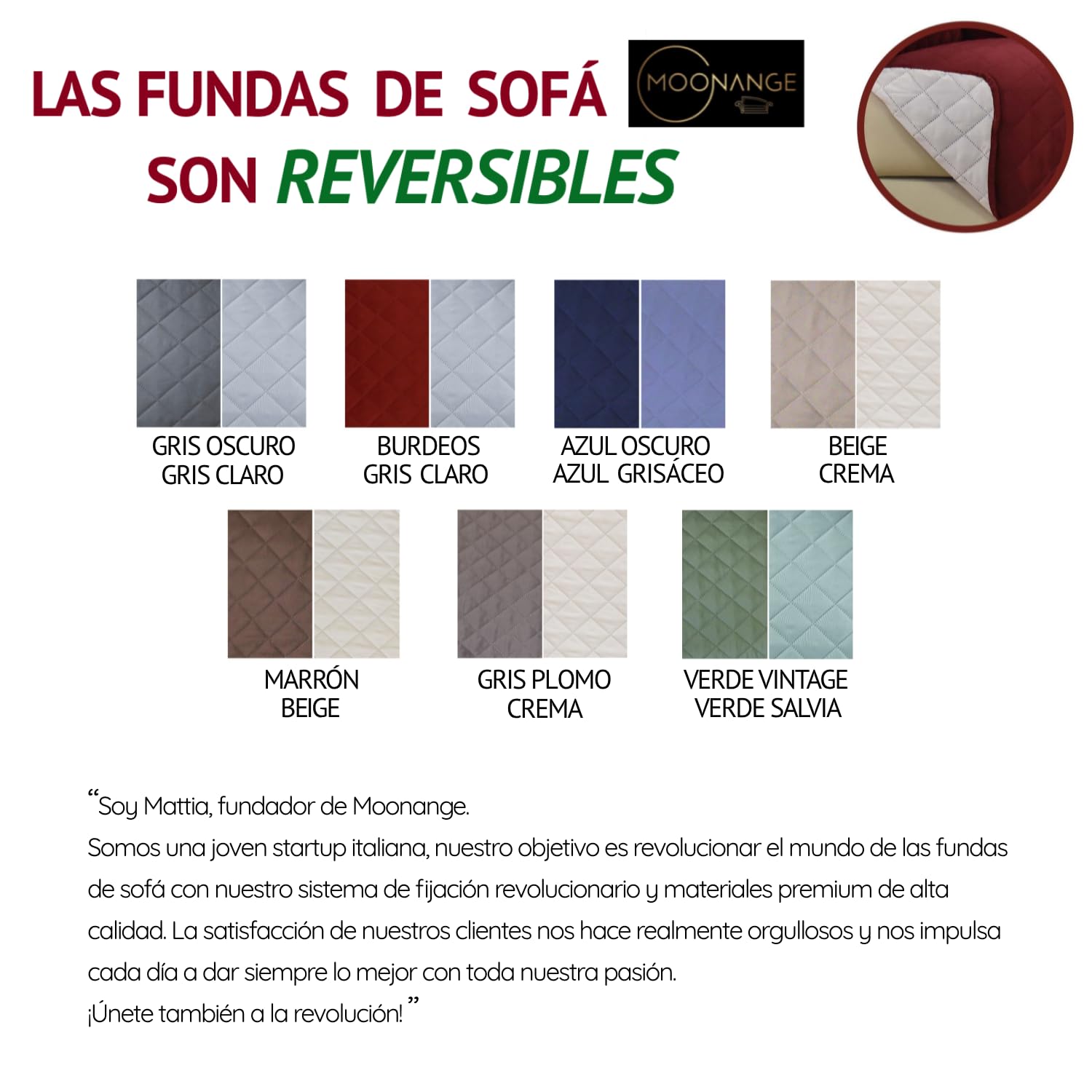 Moonange - Funda para Sofá de 3 Plazas - Asiento de 165 cm - Impermeable, Reversible y Antimanchas - Protector de Muebles Antideslizante y Resistente a los Arañazos - Color Beige