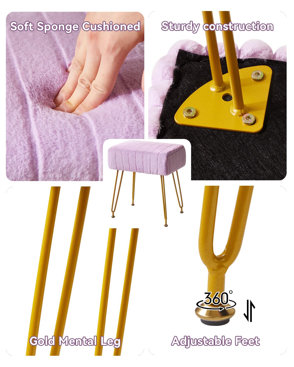 Silla de vanidad Velvet Purple LG-51V