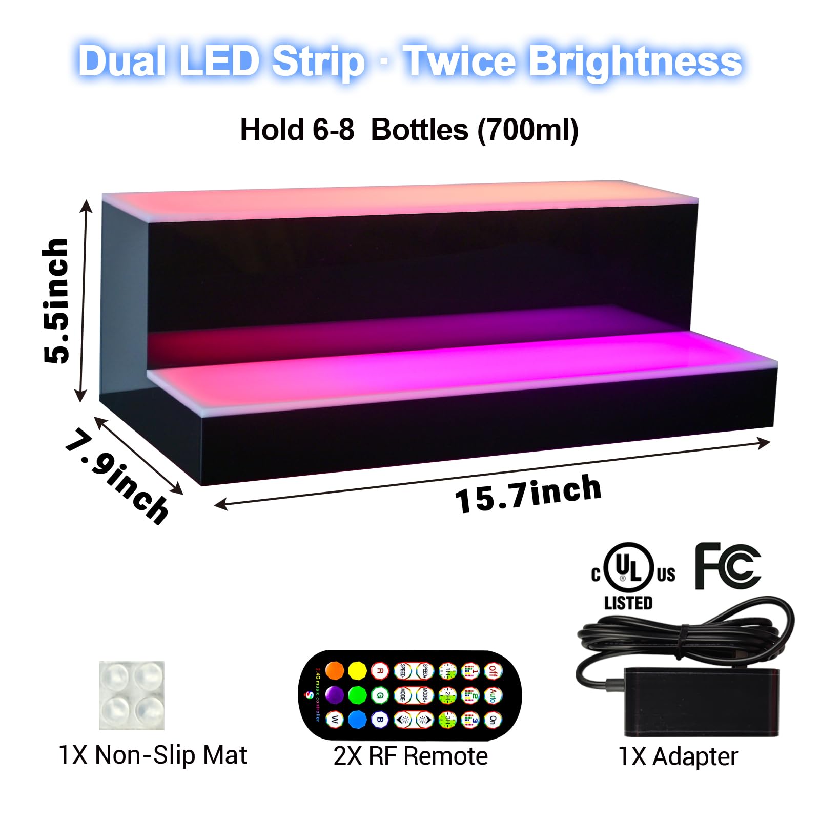 RGBIC LED Liquor Bottle Shelf - Bright Bottom Glow -8
