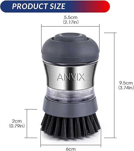 Miniatura 7 de Paquete de 4 cepillos de palma dispensadores de jabón (color tiffany, 2 unidades) (color gris, paquete de 2)