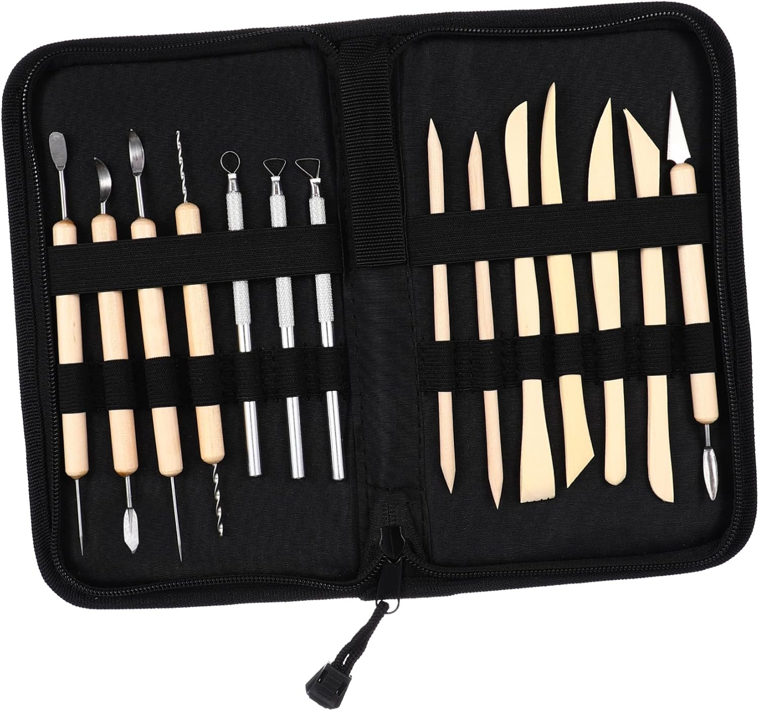 LIFKOME 14pieces Sculpture Tools Clay Wooden Metal Pottery Sculpting Kit Easy Storage Zipper Case