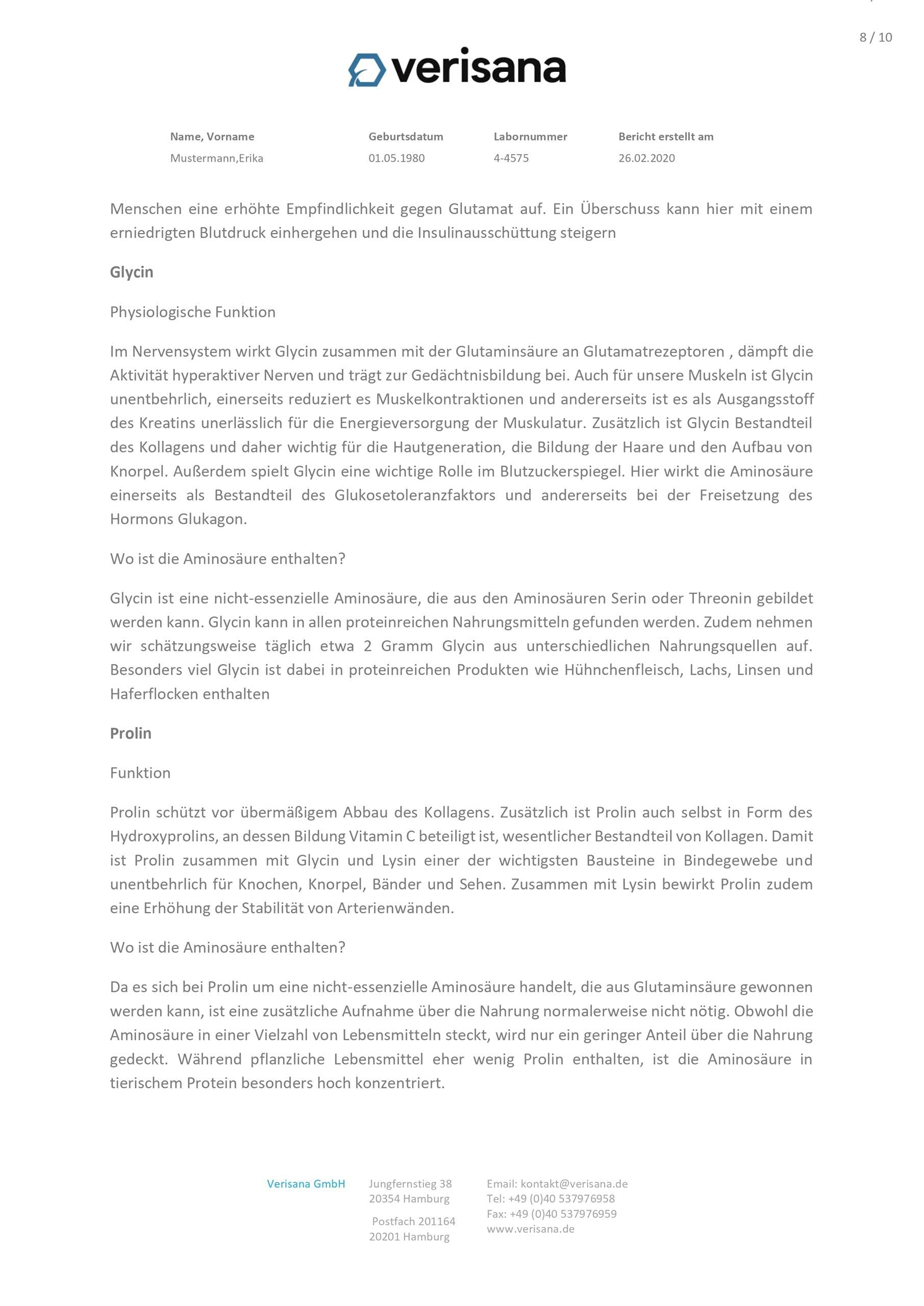 Test aminoacidi su 18 amminoacidi – amminoacidi compresi aminoacidi essenziali Leucina, metionina, fenilalanina, Threonina, Tryptophan, Valin