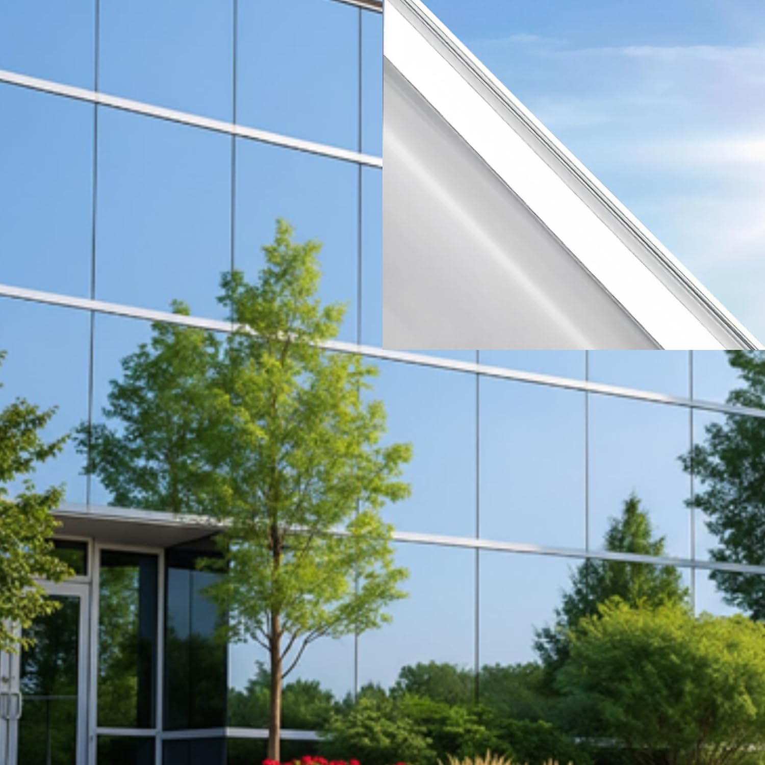 Mirror Film for Day Privacy Glasses - (120 x 120 cm), Anti-UV and Heat Control, Professional Reflective Blackout Film for Home Office Windows, Strong Hold Without Residues - 1
