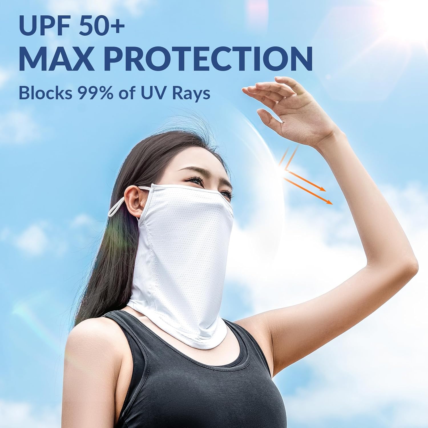 ROCKBROS Summer Cooling Neck Gaiter for Men Women, UV Protection Face Mask with Adjustable Ear Loops Lightweight Neck Cover image 4