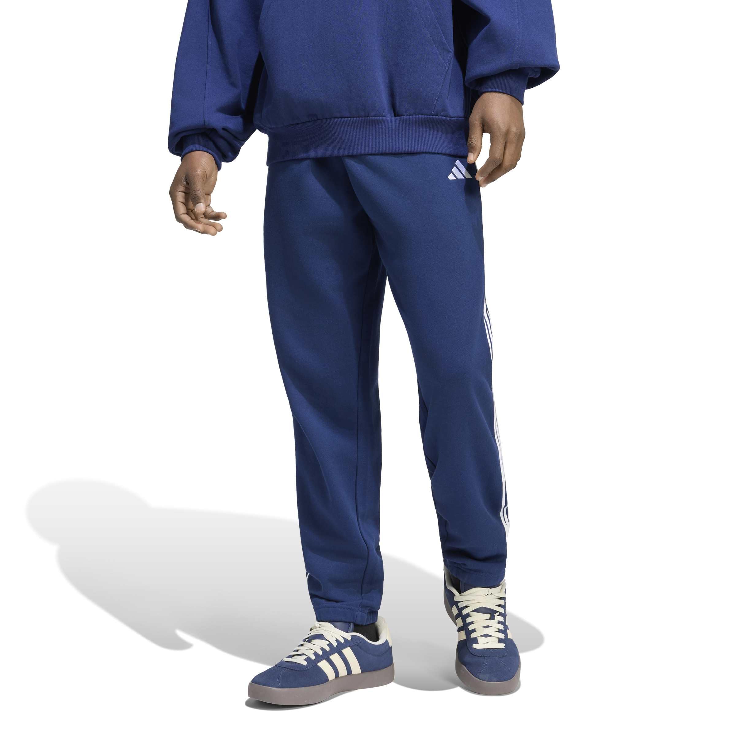 adidas Men's Essentials 3-Streifen Hose, French Terry, schmal zulaufend, Bündchen