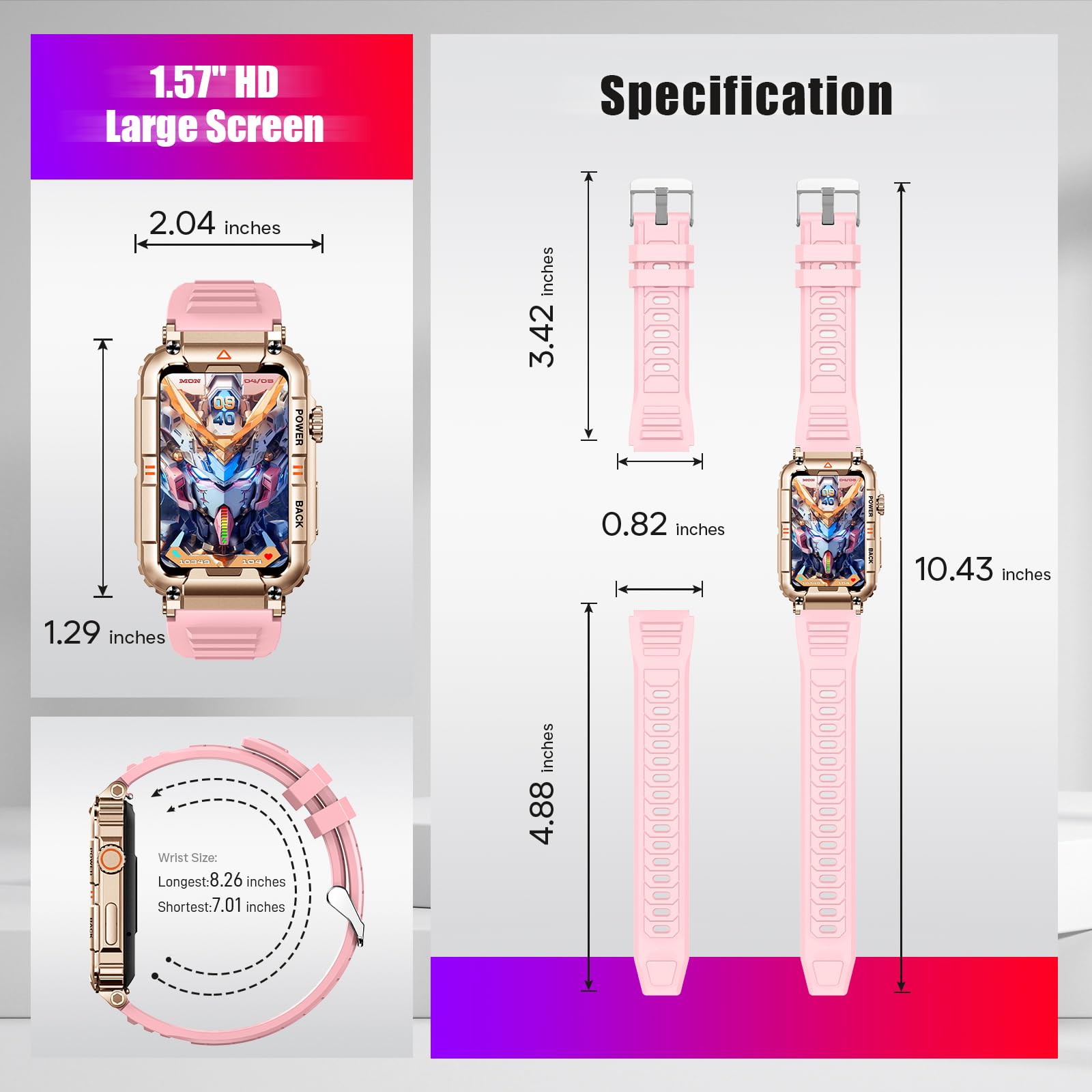 JELLOO Smartwatch dla kobiet i mężczyzn, z funkcją telefonu, zegarek fitness, zegarek fitness Smart Watch z 100+ trybami sportowymi, pulsometrem, monitorem snu, krokomierzem, trackerem aktywności,
